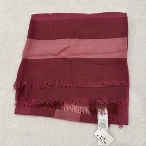 Coach Burgundy and Pink Fringed Scarf